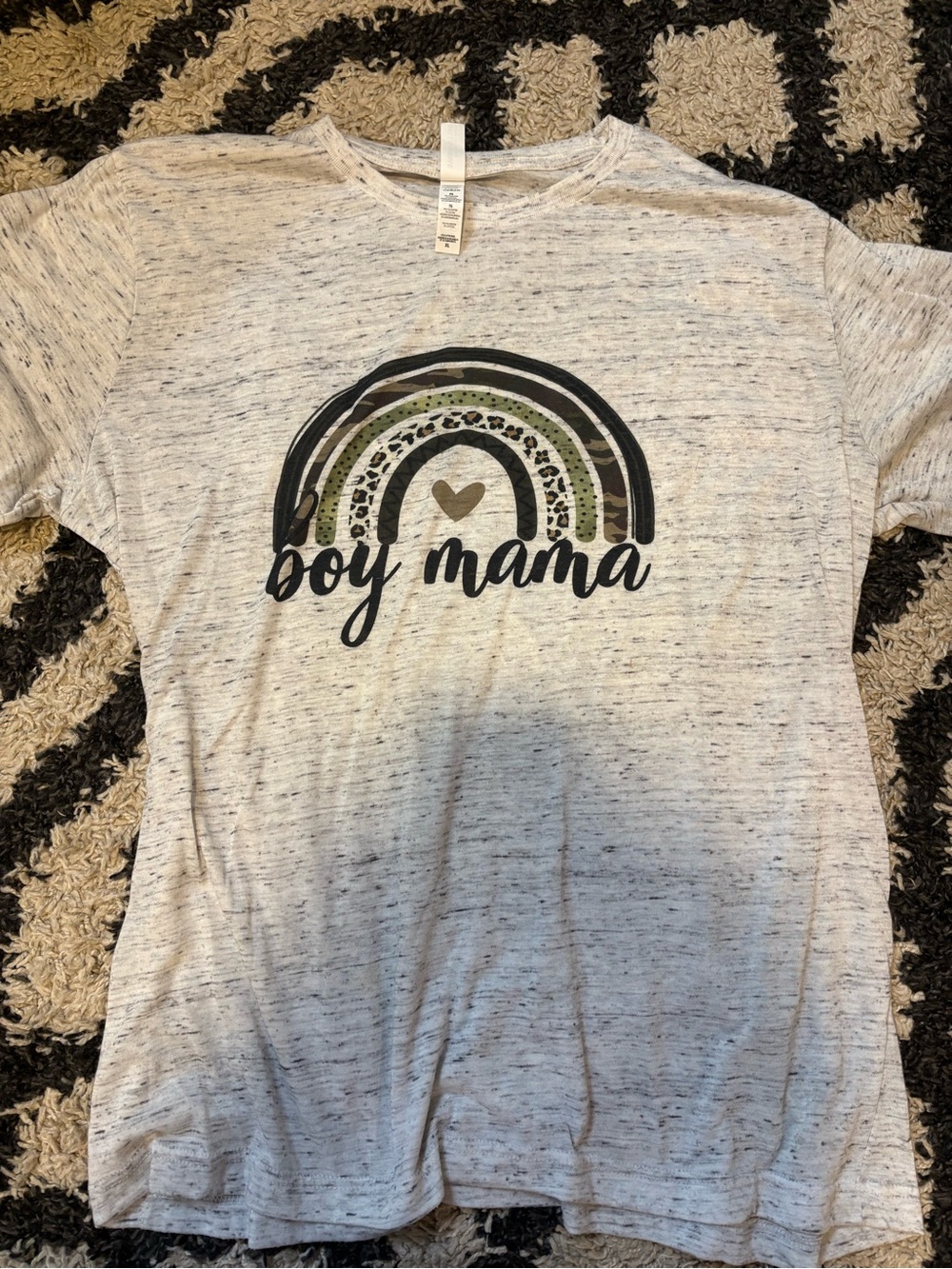OFFERS OPEN! “Boy Mama” shirt Bella Canvas XL tshirt Heather Gray w RAINBOW